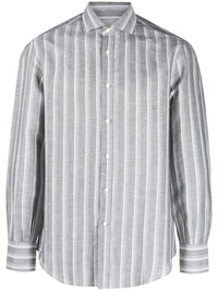 Brunello Cucinelli Vertical-Stripe Long-Sleeve Shirt