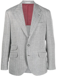 Brunello Cucinelli Single Breasted Herringbone Blazer