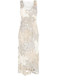 Brunello Cucinelli Marine Flower Crochet Midi Dress