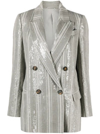 Brunello Cucinelli Sequin-Embellished Double-Breasted Blazer