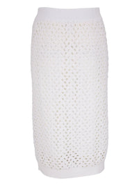 Brunello Cucinelli Open-Knit Drawstring-Waist Skirt