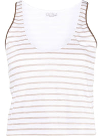 Brunello Cucinelli Scoop-Neck Striped Vest Top