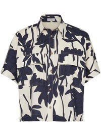 Brunello Cucinelli Leaf-Print Cotton Shirt