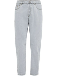 Brunello Cucinelli Logo-Patch Cotton Tapered Jeans