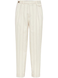 Brunello Cucinelli Stripe-Pattern Wool-Blend Tailored Trousers