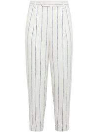 Brunello Cucinelli Striped Turn-Up Hem Tapered Trousers
