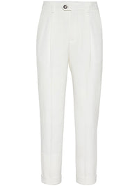 Brunello Cucinelli Pleat-Detailing Linen Tapered Trousers