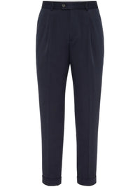 Brunello Cucinelli Mid-Rise Tapered Silk Chinos