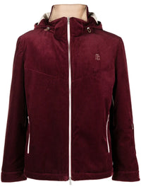 Brunello Cucinelli Logo-Embroidered Corduroy Hooded Jacket