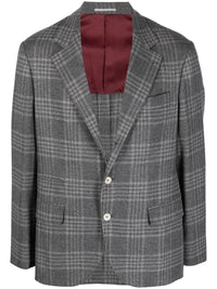 Brunello Cucinelli Check-Pattern Wool-Blend Blazer