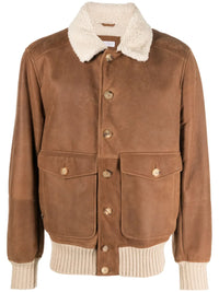 Brunello Cucinelli Long-Sleeved Button-Up Leather Jacket