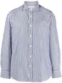 Brunello Cucinelli Striped Spread-Collar Cotton Shirt
