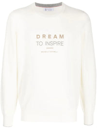 Brunello Cucinelli Embroidered-Slogan Cashmere Jumper