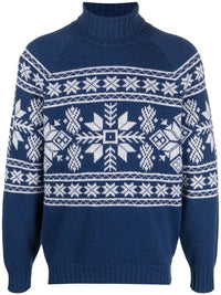 Brunello Cucinelli Jacquard-Pattern Cashmere Roll-Neck Jumper