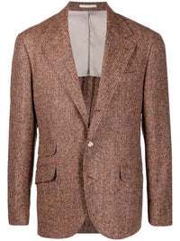 Brunello Cucinelli Mini Check-Print Single-Breasted Blazer