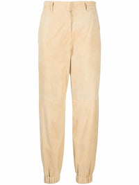 Brunello Cucinelli Cuffed-Ankle Leather Trousers