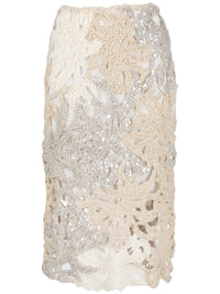 Brunello Cucinelli Embellished Crochet-Knit Skirt