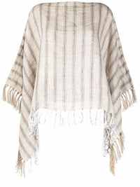 Brunello Cucinelli Striped Tassel-Trim Poncho