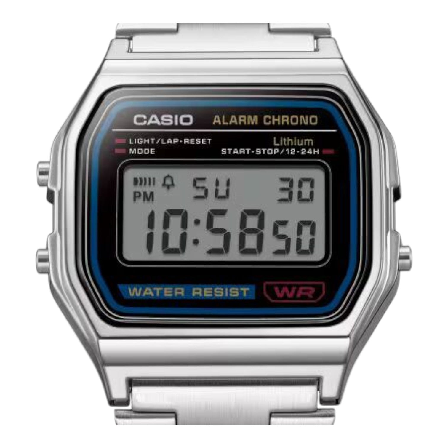 CASIO Vintage Water Resistant Stainless Steel Band LED Light 'Silver' A-158WA-1
