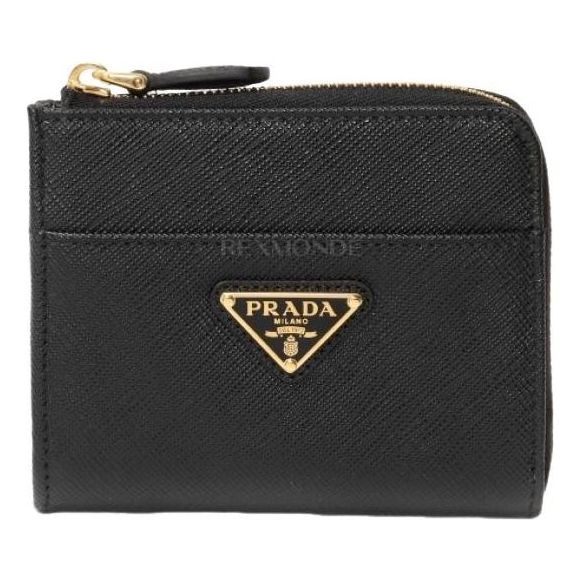 (WMNS) PRADA SS26 Small Saffino Leather Zipper Wallet 'Black' 1ML060-QHH-F0002