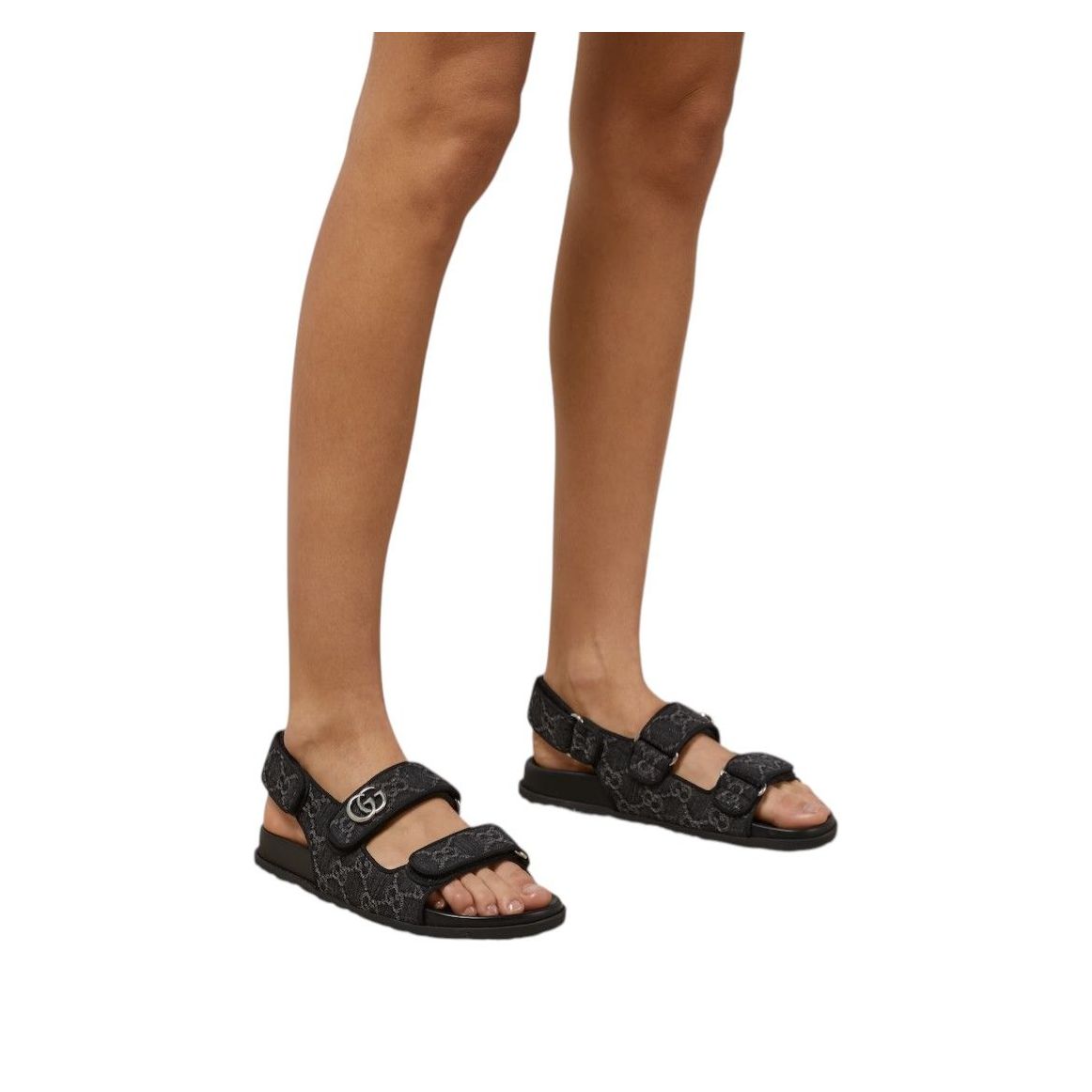 Gucci GG Sandals 'Black Grey Denim' 771575-FACVP-8446
