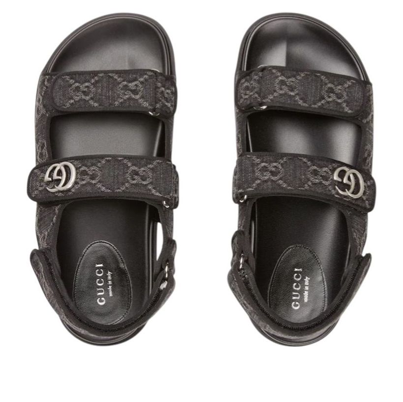 Gucci GG Sandals 'Black Grey Denim' 771575-FACVP-8446