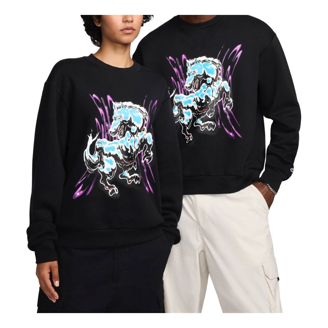Nike SB Fleece Skate Crewneck Sweatshirt 'Black White' HQ3035-010
