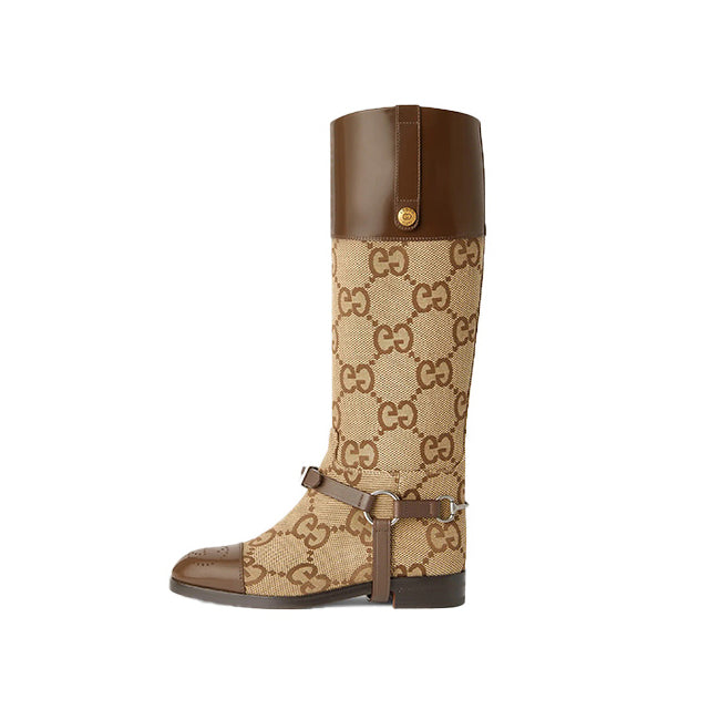 (WMNS) Gucci Knee-high Boot With Harness 'Brown' 674673-UKO50-2597