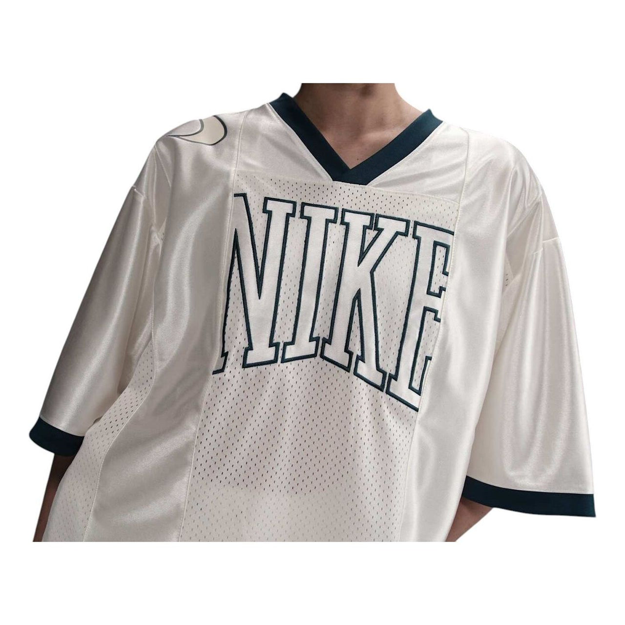 (WMNS) Nike Sportswear Street Oversized Graphic Jersey Top 'Sail Armoury Navy' HJ0280-133