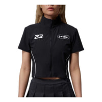 (WMNS) Jordan BRK Short Sleeve Full-Zip Graphic Top 'White Black' IF1375-010
