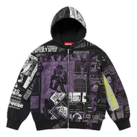 Supreme Collage Zi[p Up Hooded Sweatshirt 'Black Purple White' SUP-SS24-223