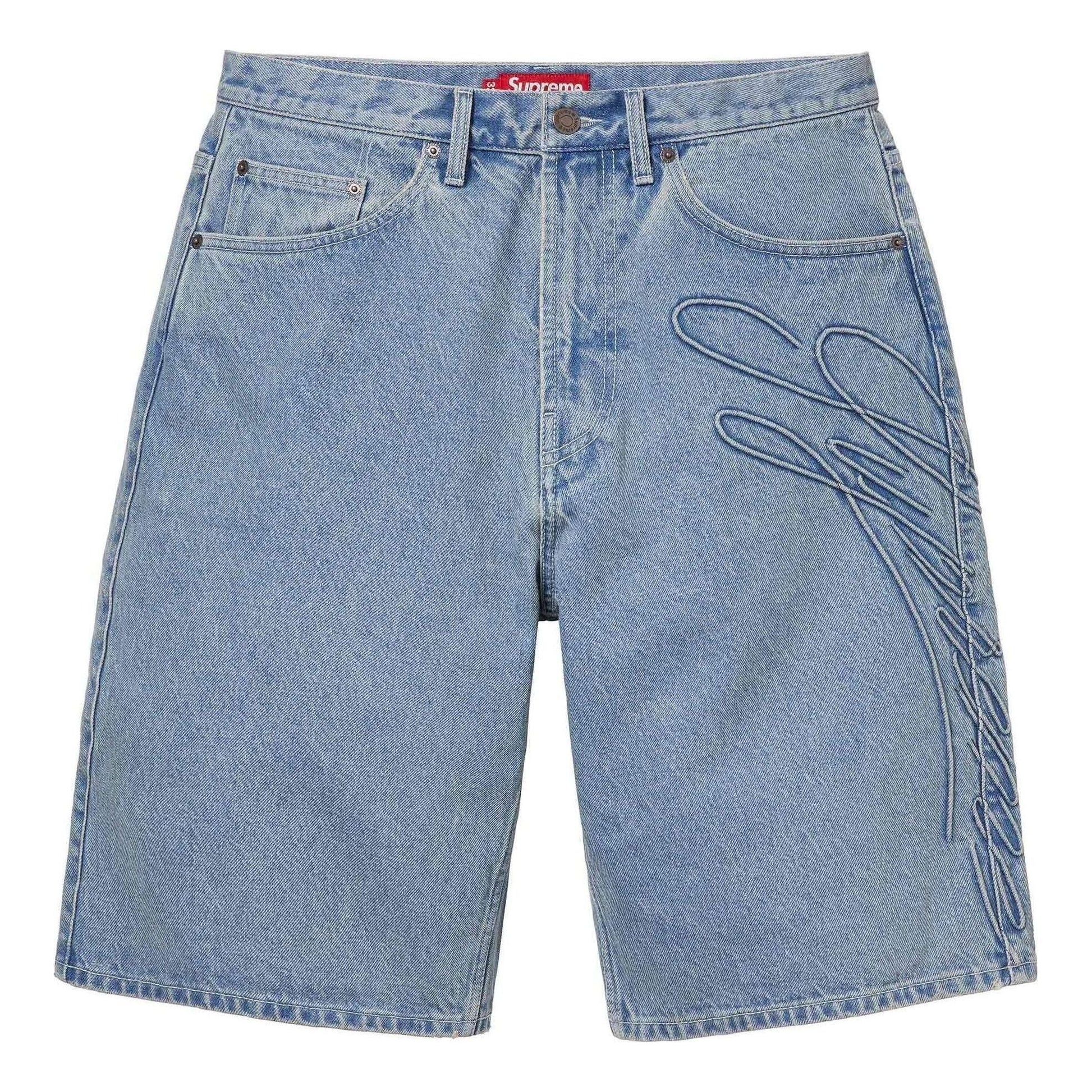 Supreme Script Baggy Denim Shorts 'Teal' SUP-SS24-178