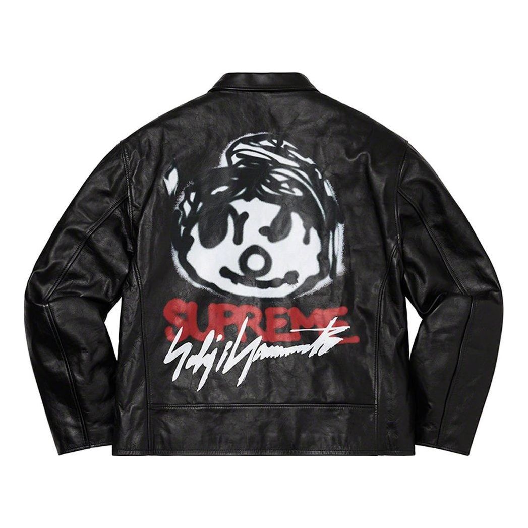Supreme x Yohji Yamamoto Leather Work Jacket 'Black White Red' SUP-FW20-105