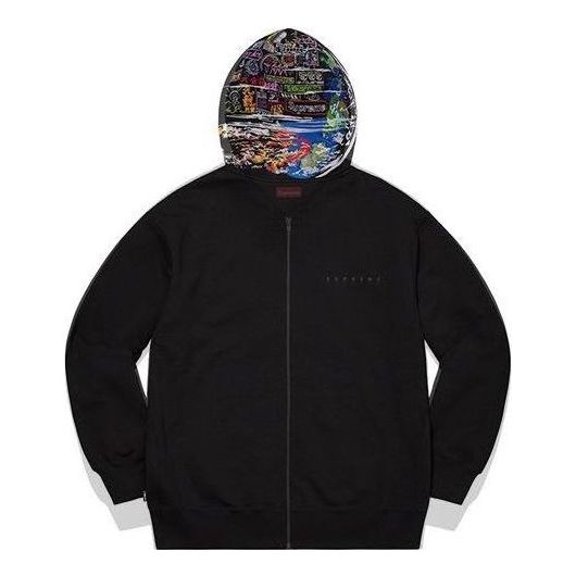 Supreme Globe Zip Up Hooded Sweatshirt 'Black' SUP-FW20-355