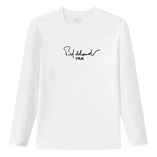 FILA Logo Embroidered Loose Round Neck Long Sleeves White F11M118232F-WT