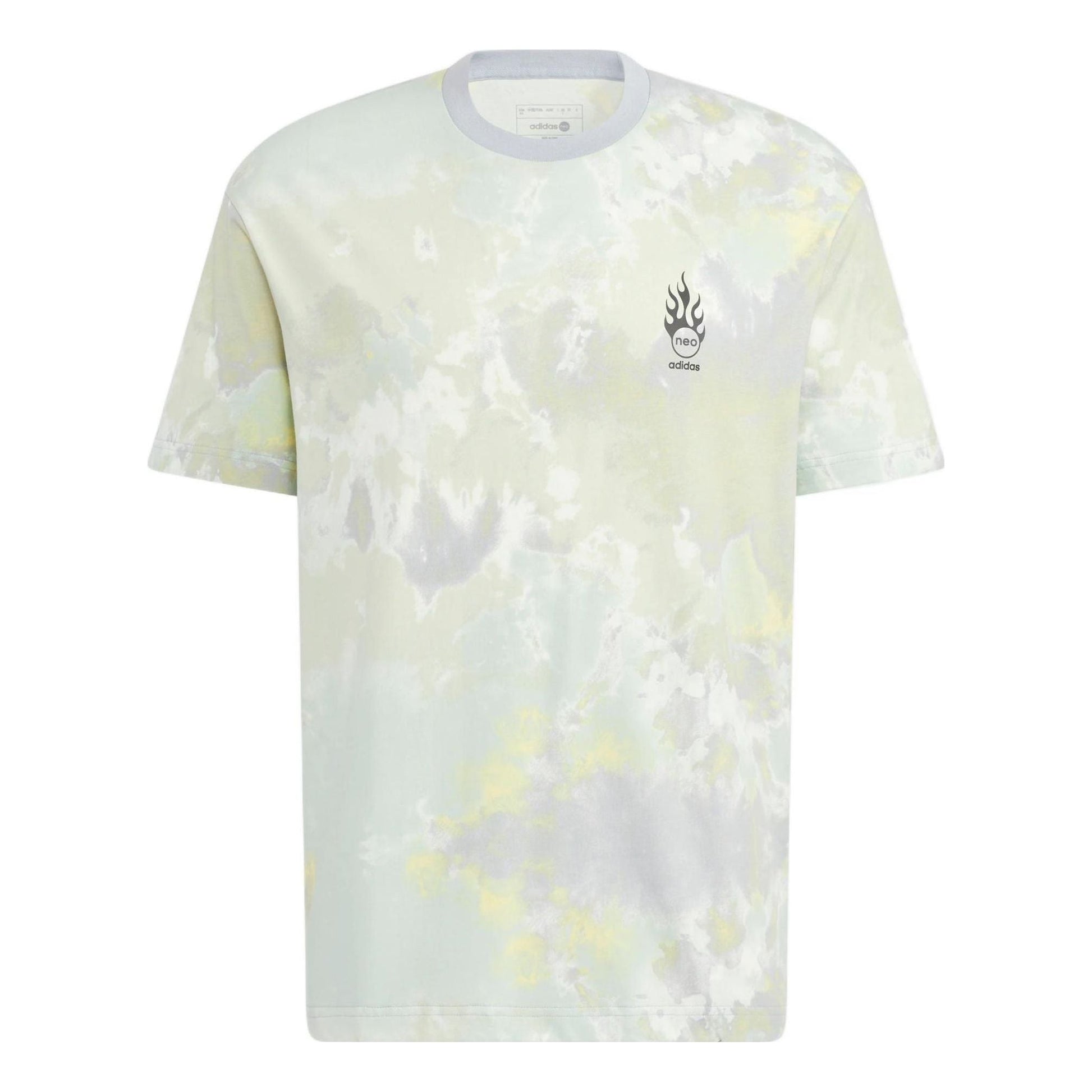 adidas neo Logo Printing Round Neck Sports Short Sleeve Light Green T-Shirt HN4738