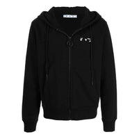 Men's Off-White FW22 Logo Printing Zipper Hooded Long Sleeves Version Black OMBE001F21FLE00110011001