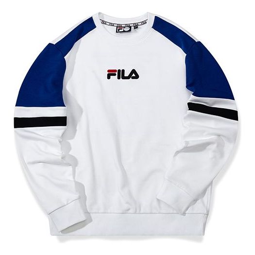 FILA FUSION Embroidered Logo Colorblock Round Neck Long Sleeves White T11M033206F-WT