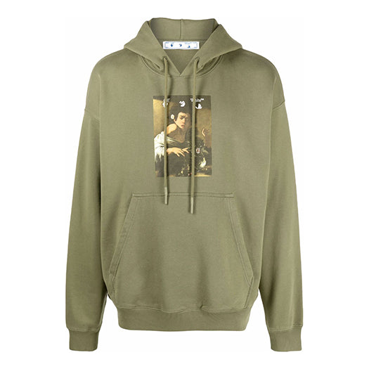 Men's Off-White FW21 Illustration Printing Loose Fit Green OMBB085F21FLE0135584