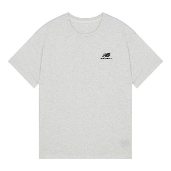 New Balance Logo Embroidered Knit Round Neck Short Sleeve Gray T-Shirt UT21503-SAH