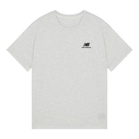New Balance Logo Embroidered Knit Round Neck Short Sleeve Gray T-Shirt UT21503-SAH