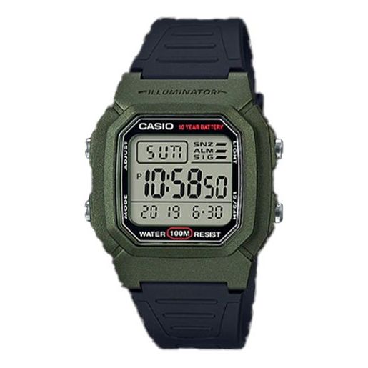 CASIO Waterproof Sports Mens Green Digital W-800HM-3A