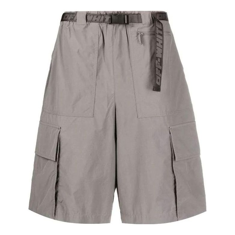 Men's Off-White FW22 Solid Color Multiple Pockets Belt Casual Shorts Gray OMCB064F22FAB0010707