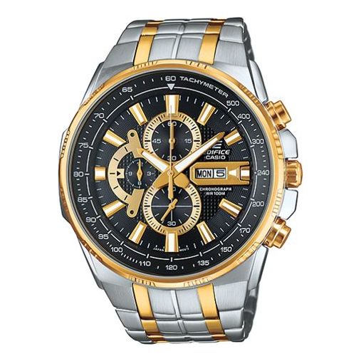CASIO Analog EDIFICE Mens BlackGold Analog/Digital Combo EFR-549SG-1AV