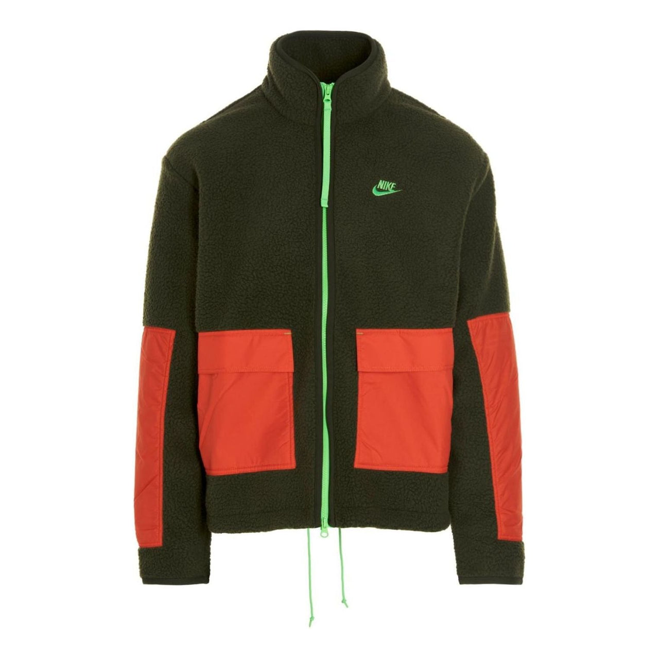 Men's NikeSport Essential Fleece Sleeve Logo Splicing Sports Long Sleeves Jacket Green DD5021-326