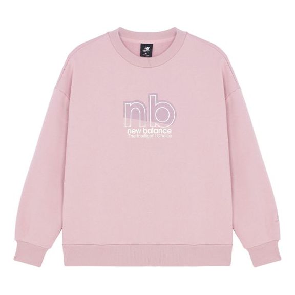 (WMNS) New Balance Round Neck Long Sleeves Solid Color Pullover Hoodie Pink AWT14358-GNT