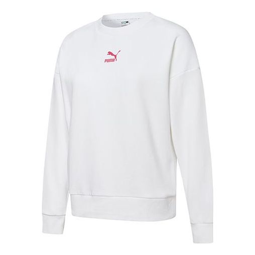 (WMNS) PUMA Graphic Logo Printingn Round-neck SweatshirtWhite 534416-02