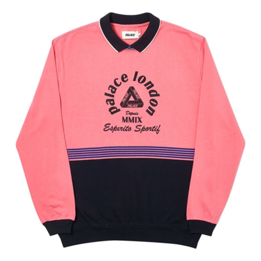 PALACE Sportif Crew Pink/Black Pink Long Sleeves P18FW191