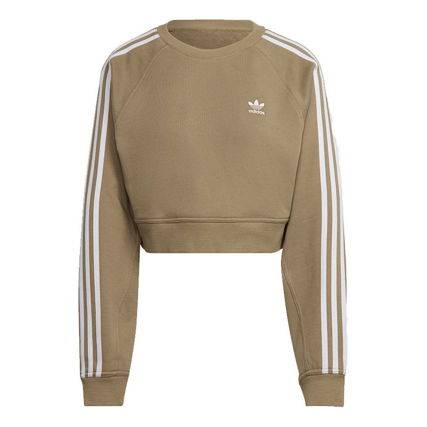 (WMNS) adidas Original University T Cropped Sweatshirts 'Green White' H43923