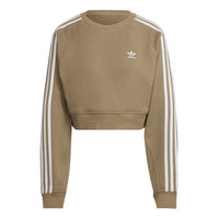 (WMNS) adidas Original University T Cropped Sweatshirts 'Green White' H43923